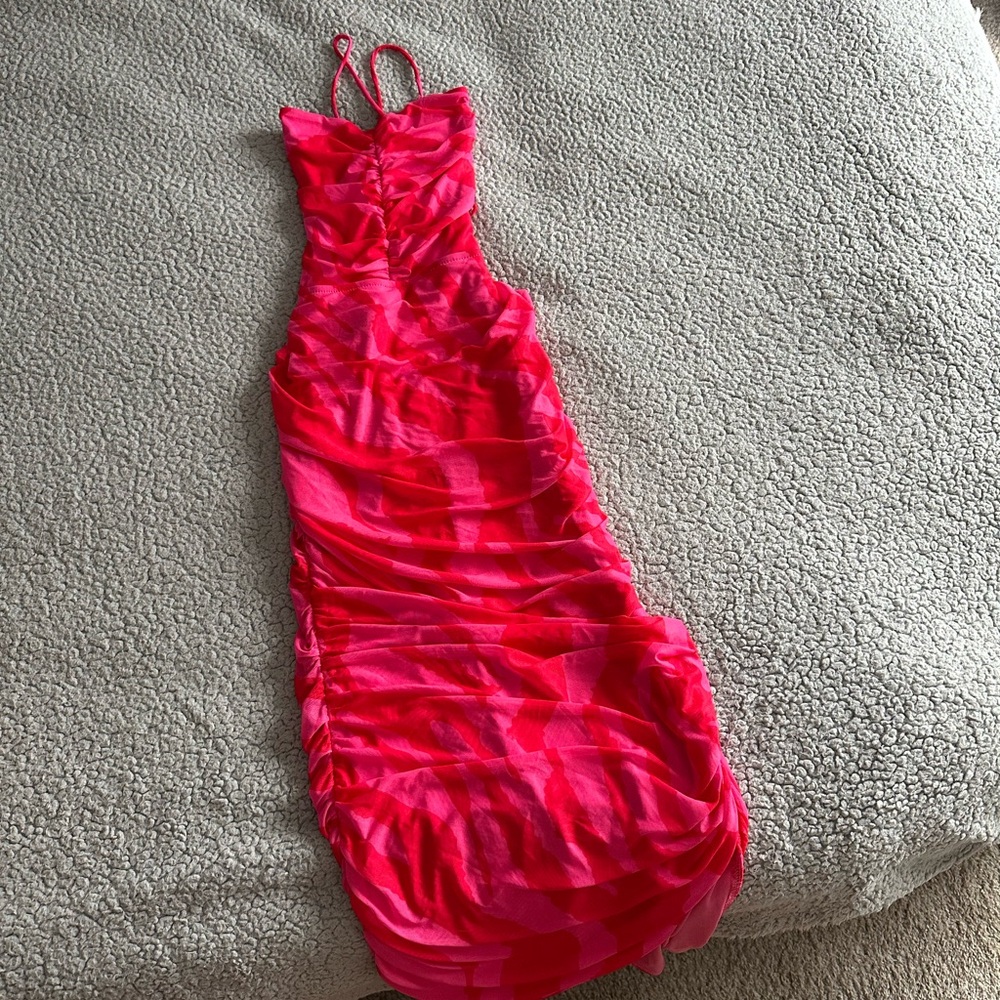 Vibrant Pink Ruched Dress